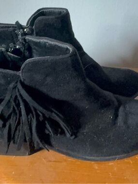 Women's Black Suede Fringe Ankle Boots